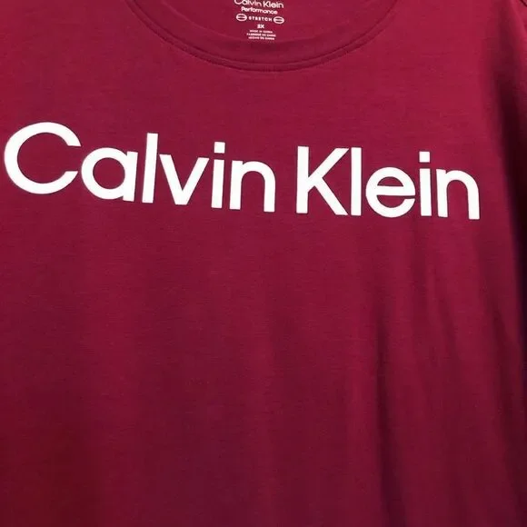 CALVIN KLEIN - NWT - L Sz 2X Performance Short Sleeve Logo Tee in Chianti - Picture 6 of 14